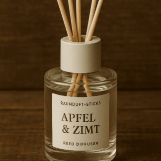 Raumduft-Sticks „Apfel & Zimt“ von Zimtwirbel – natürlicher Duft mit ätherischen Ölen, handabgefüllt in Linz
