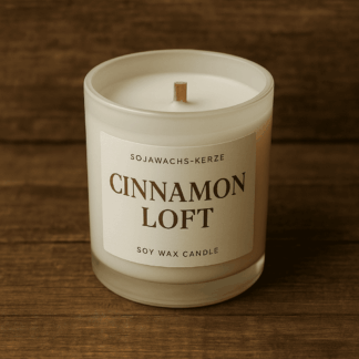 Sojawachs-Kerze „Cinnamon Loft“ von Zimtwirbel – handgegossen mit Zimtduft & Holzdocht, nachhaltig & vegan